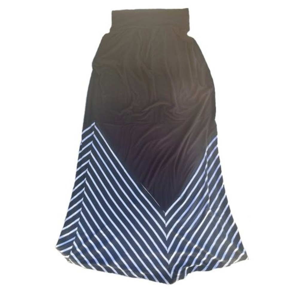 AB Studio Maxi Skirt - Black with‎ Black and White Stripes Size Small